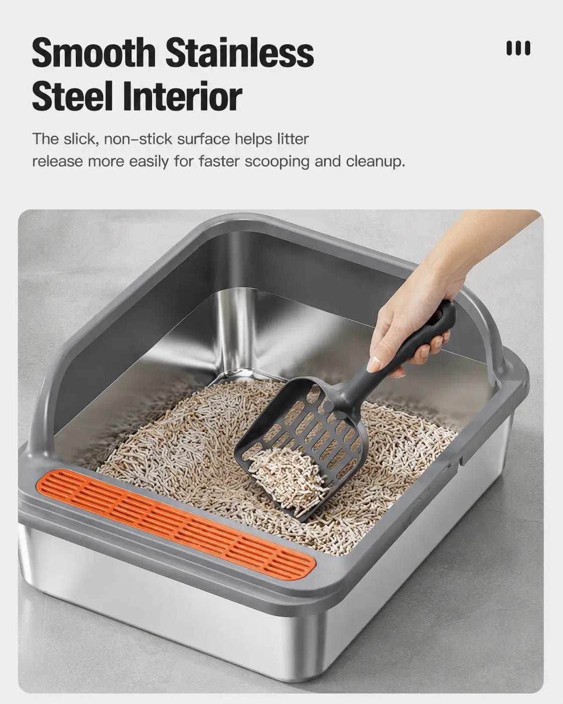 Extra Large Stainless Steel Cat Litter Box with Elevated Anti-Splash Fence and Semi-Enclosed Design for Enhanced Sand Control and Easy Maintenance