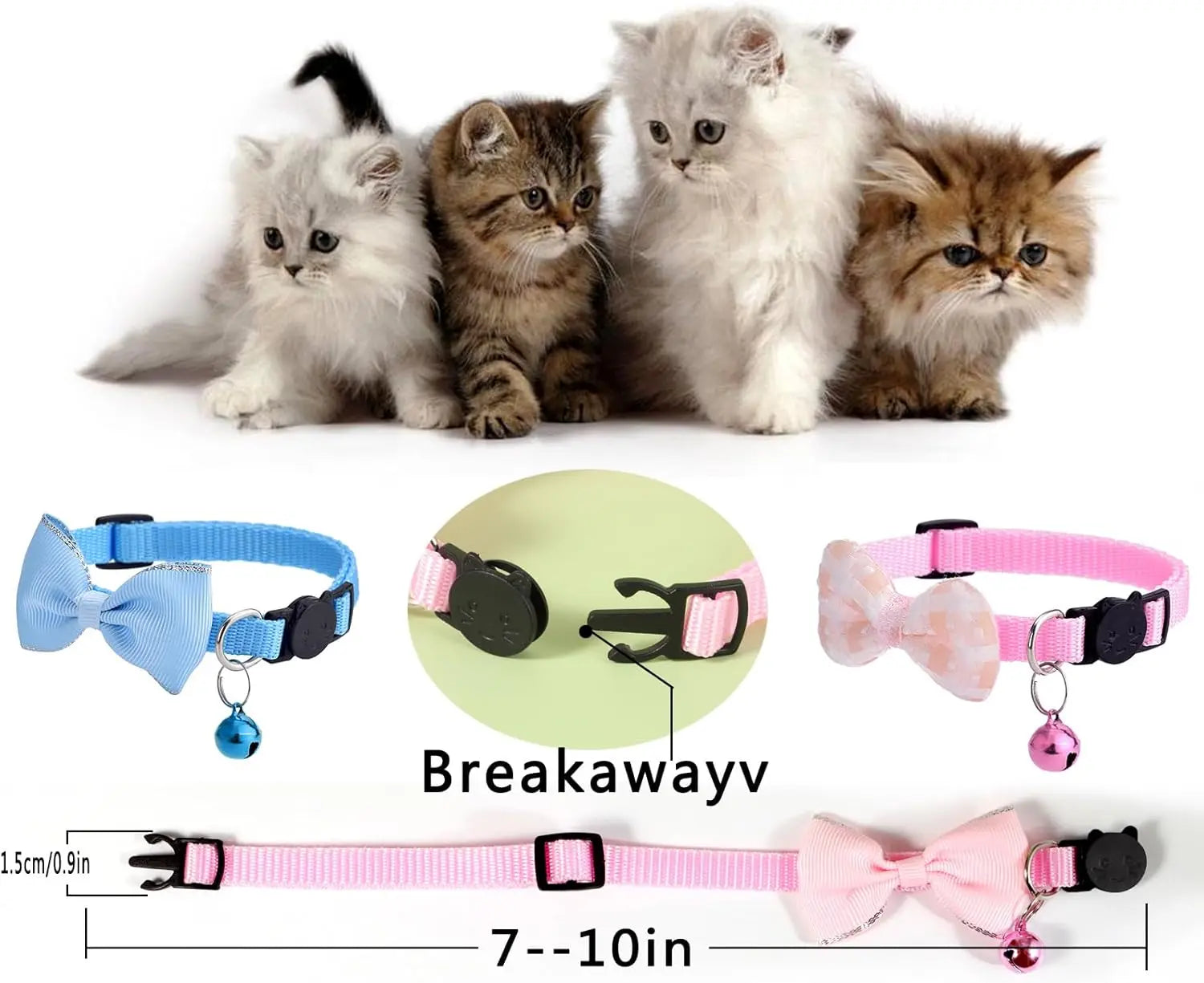 16-Piece Floral Cat Collar Set with Bells - Breakaway Safety Collars for Kittens and Adult Cats - Pink and Boy Designs