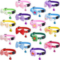 16-Piece Floral Cat Collar Set with Bells - Breakaway Safety Collars for Kittens and Adult Cats - Pink and Boy Designs