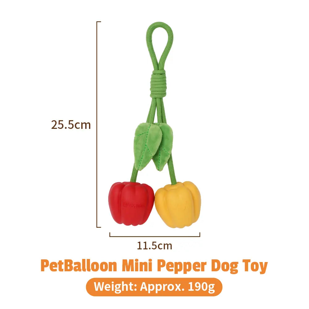 Pet Balloon Dog Chew Toy Vegetable Set - Natural Rubber Squeaky Toys with Cotton Rope for Interactive Play, Durable Treat Stuffable Toys for Small to Large Dogs