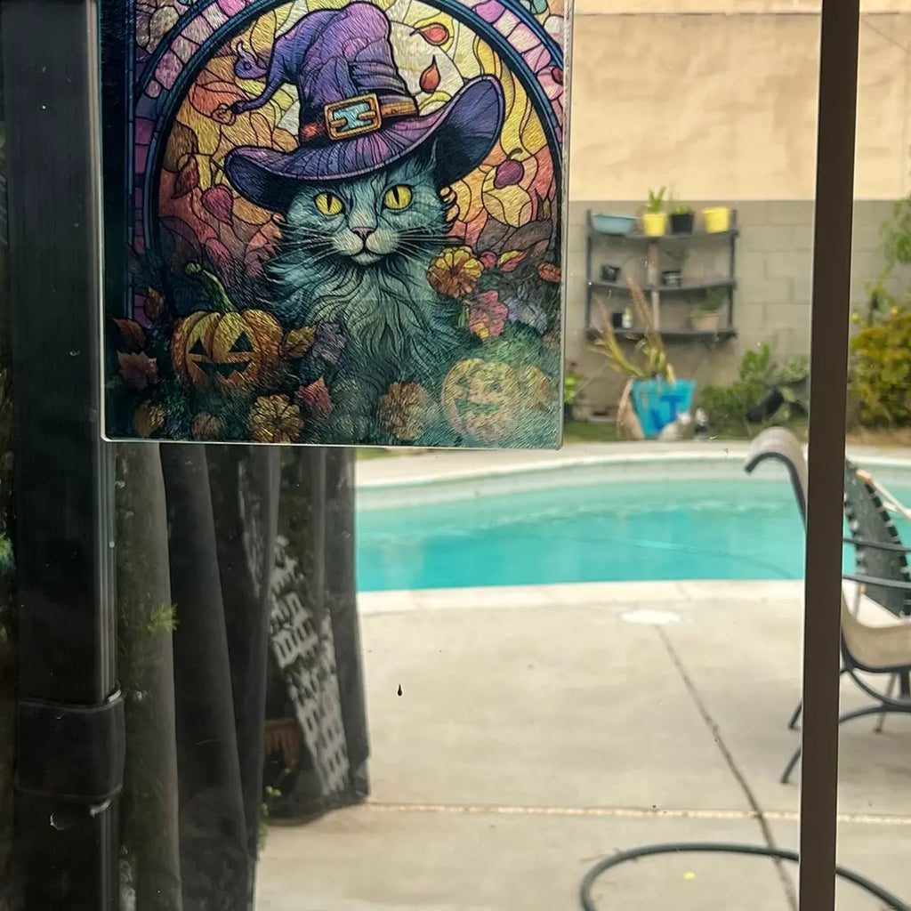 Halloween Cat Suncatcher and Decorative Cutting Board Trivet