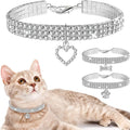 Weewooday 3-Piece Rhinestone Pet Collar Set with Adjustable Glitter Pendant for Small Dogs and Cats (White)