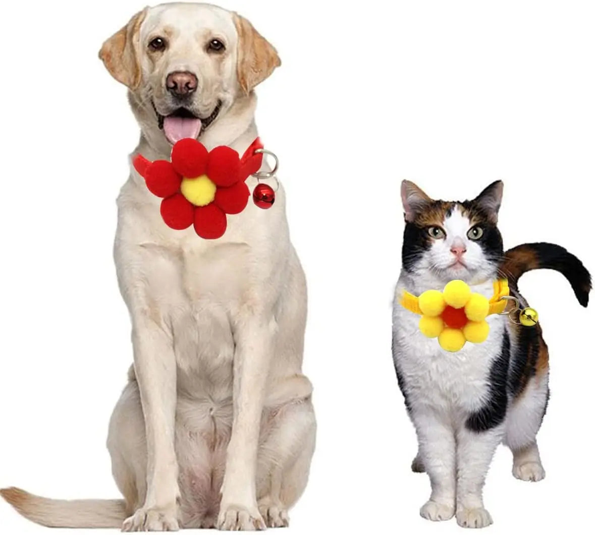 16-Piece Floral Cat Collar Set with Bells - Breakaway Safety Collars for Kittens and Adult Cats - Pink and Boy Designs