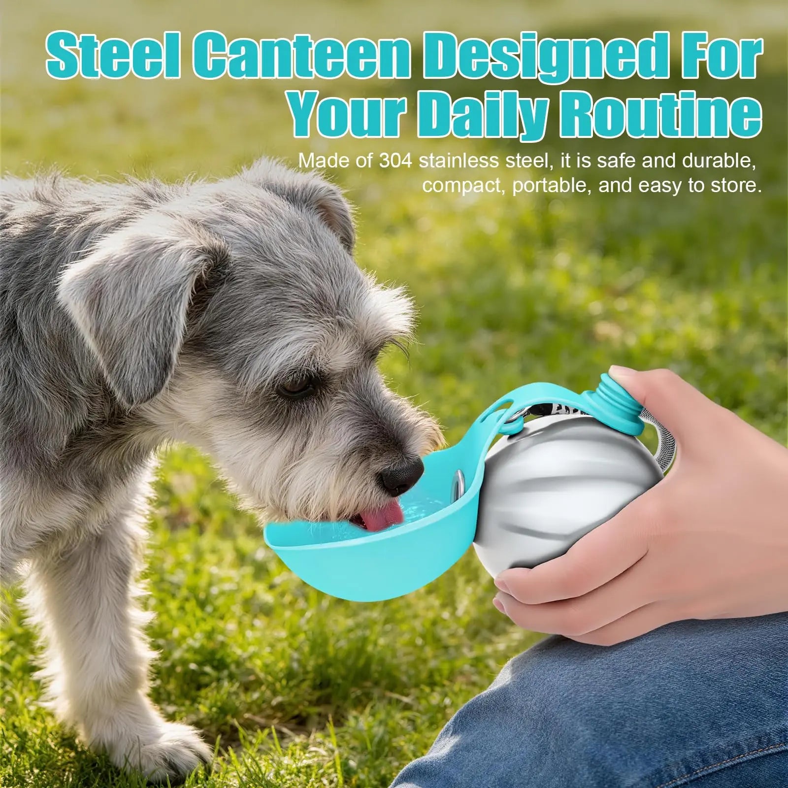 Lumikata 2-in-1 Portable Dog Water Bottle and Bowl - 10oz Stainless Steel Leak-Proof Hydration Solution for Pets on the Go