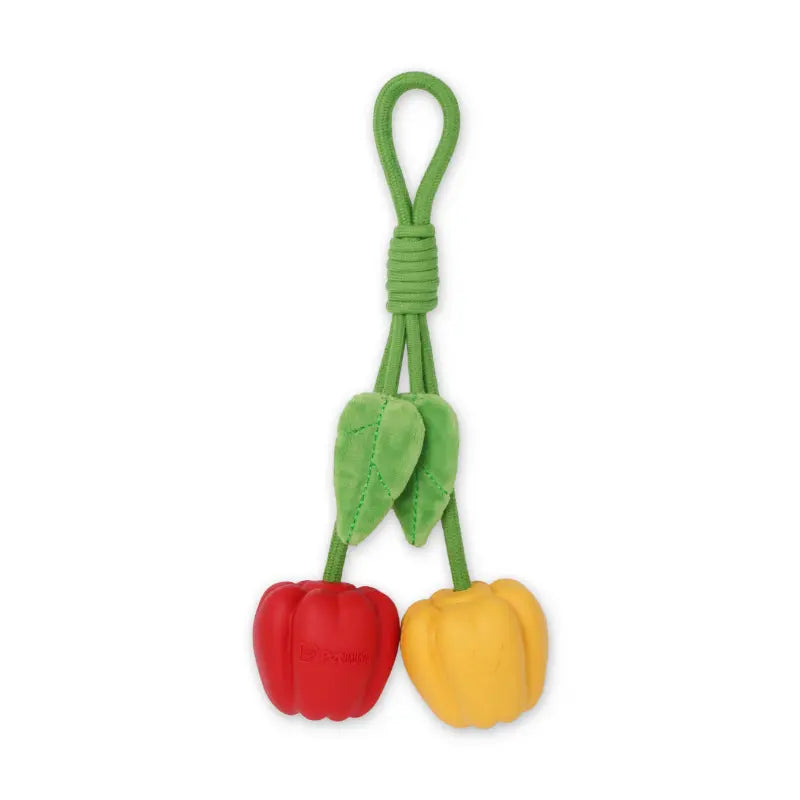 Pet Balloon Dog Chew Toy Vegetable Set - Natural Rubber Squeaky Toys with Cotton Rope for Interactive Play, Durable Treat Stuffable Toys for Small to Large Dogs