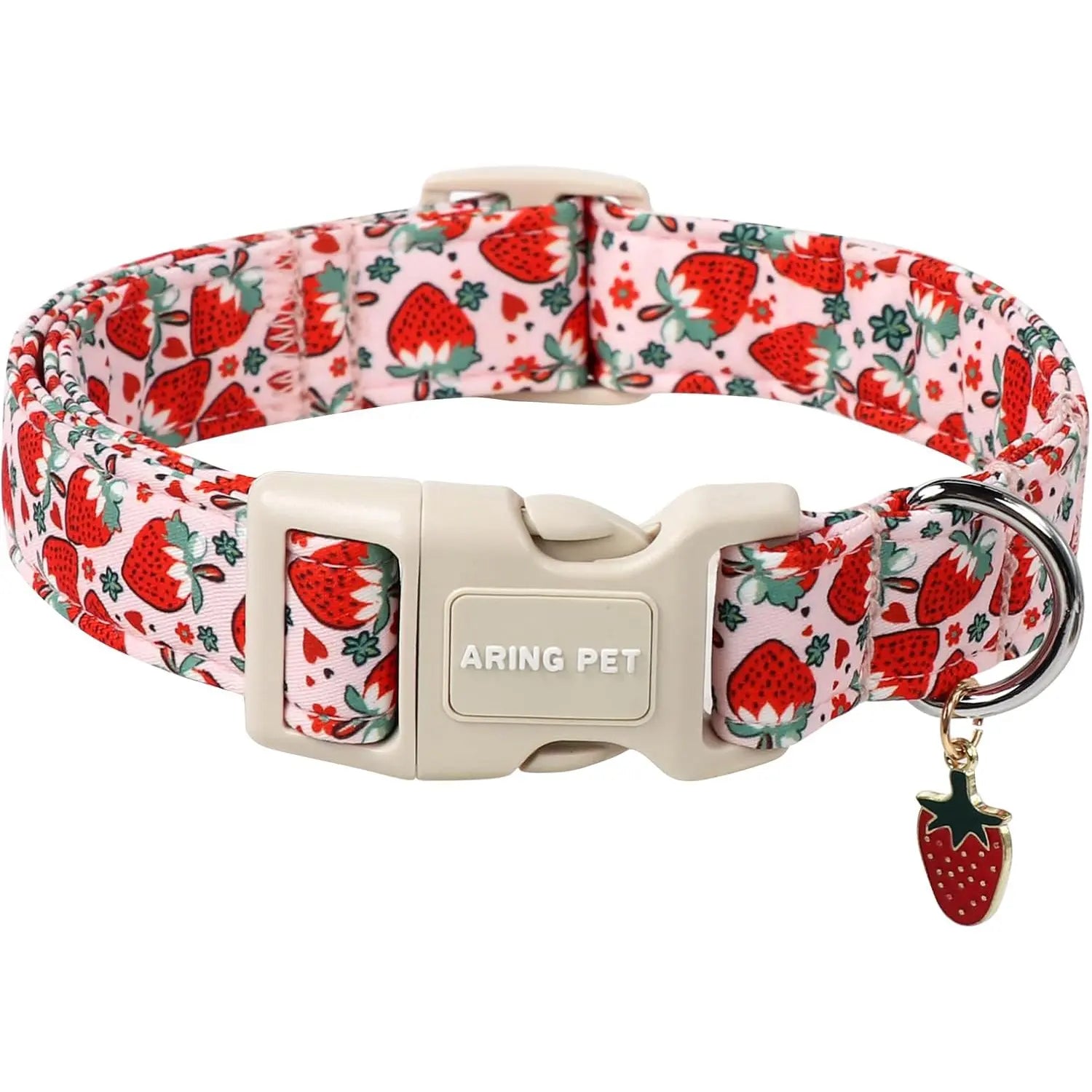 Adjustable Dinosaur Print Dog Collar for Spring - ARING PET Cute Blue Puppy Collar with Quick Release Buckle