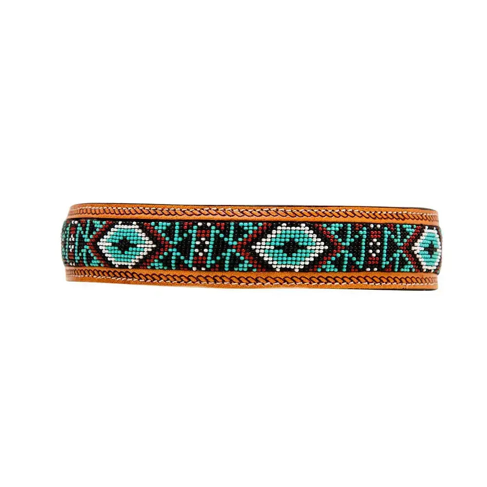 Teal Whitzer Hand-Tooled Padded Leather Dog Collar - Premium Dog Accessory
