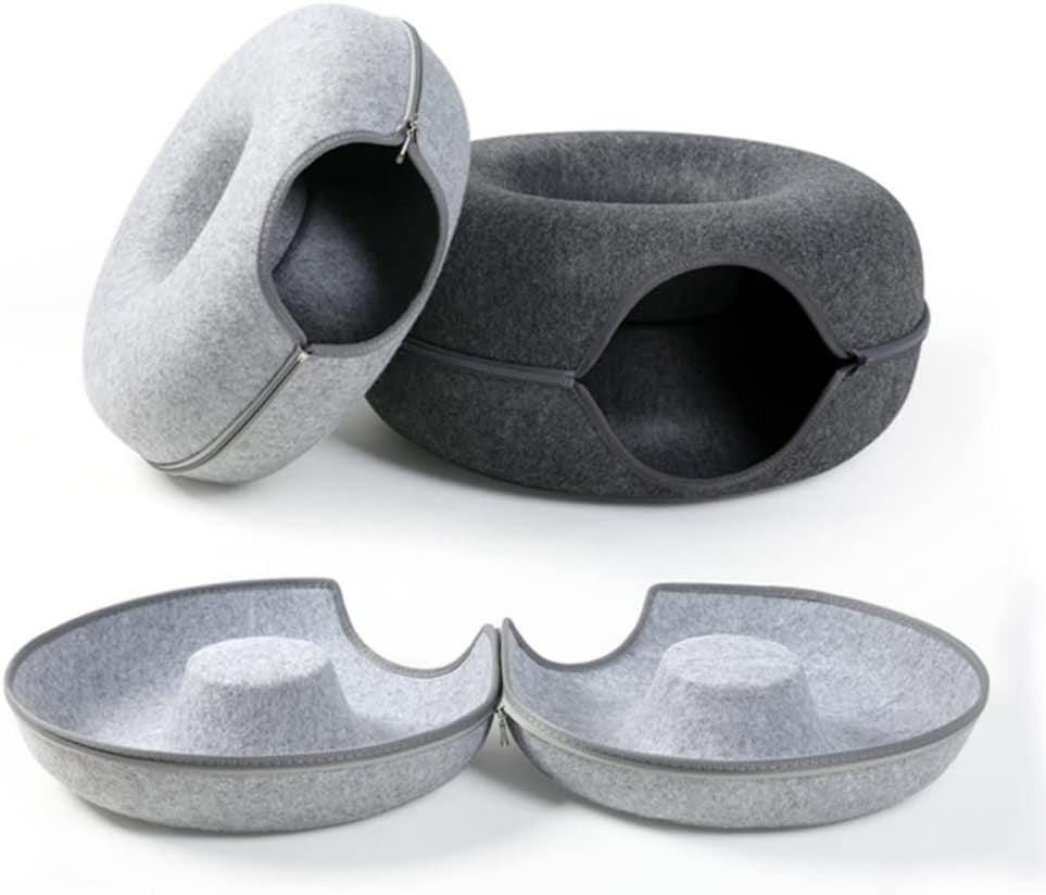 Dual-Use Cat House and Interactive Tunnel Toy for Indoor Play - Large, Black