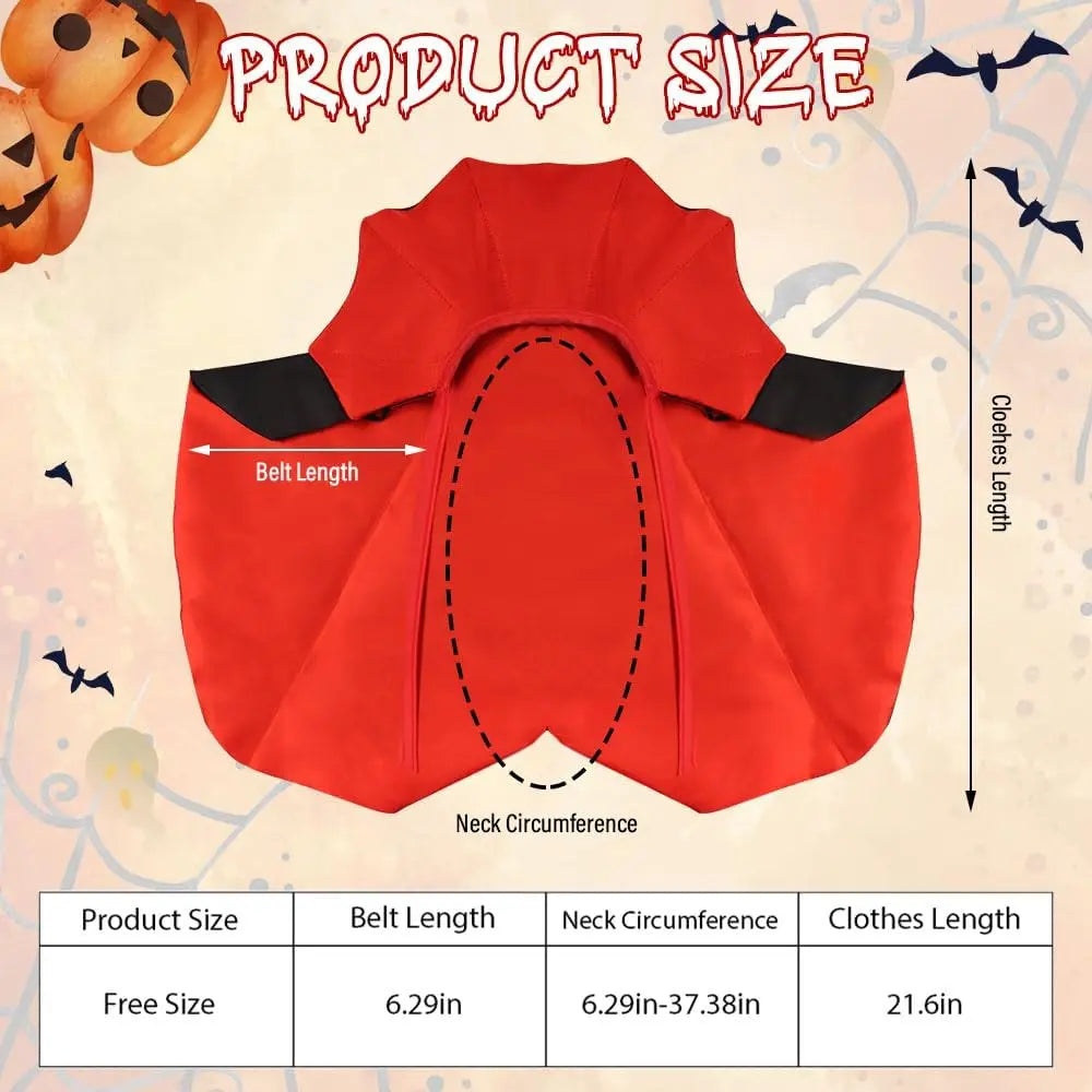 Adjustable Red and Black Vampire Cloak Costume for Pets - Halloween Outfit and Accessories for Small Dogs and Cats