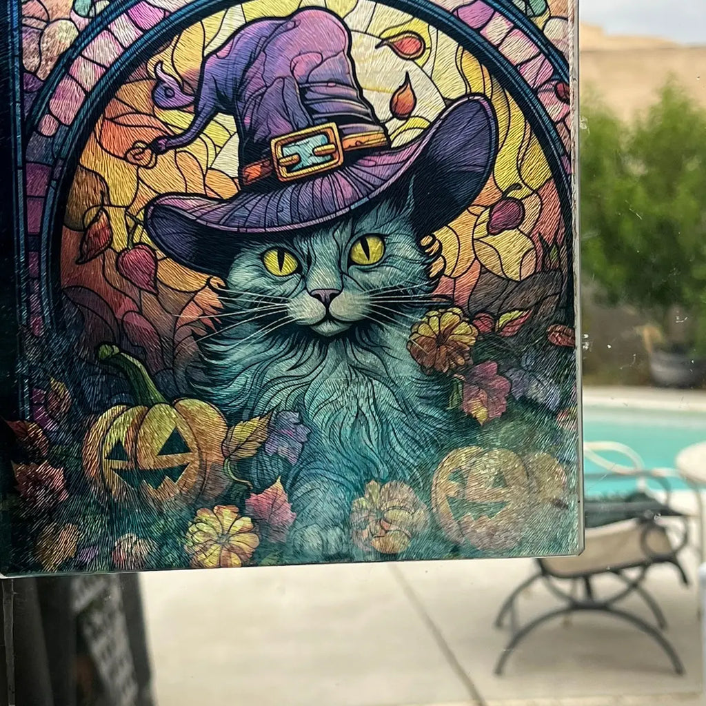 Halloween Cat Suncatcher and Decorative Cutting Board Trivet