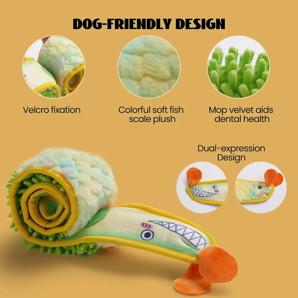 Nocciola No Stuffing EEL Crinkle Squeaky Dog Toys - Durable Tug of War Toys for Small to Large Dogs, Ideal for Engaging Playtime (Yellow)