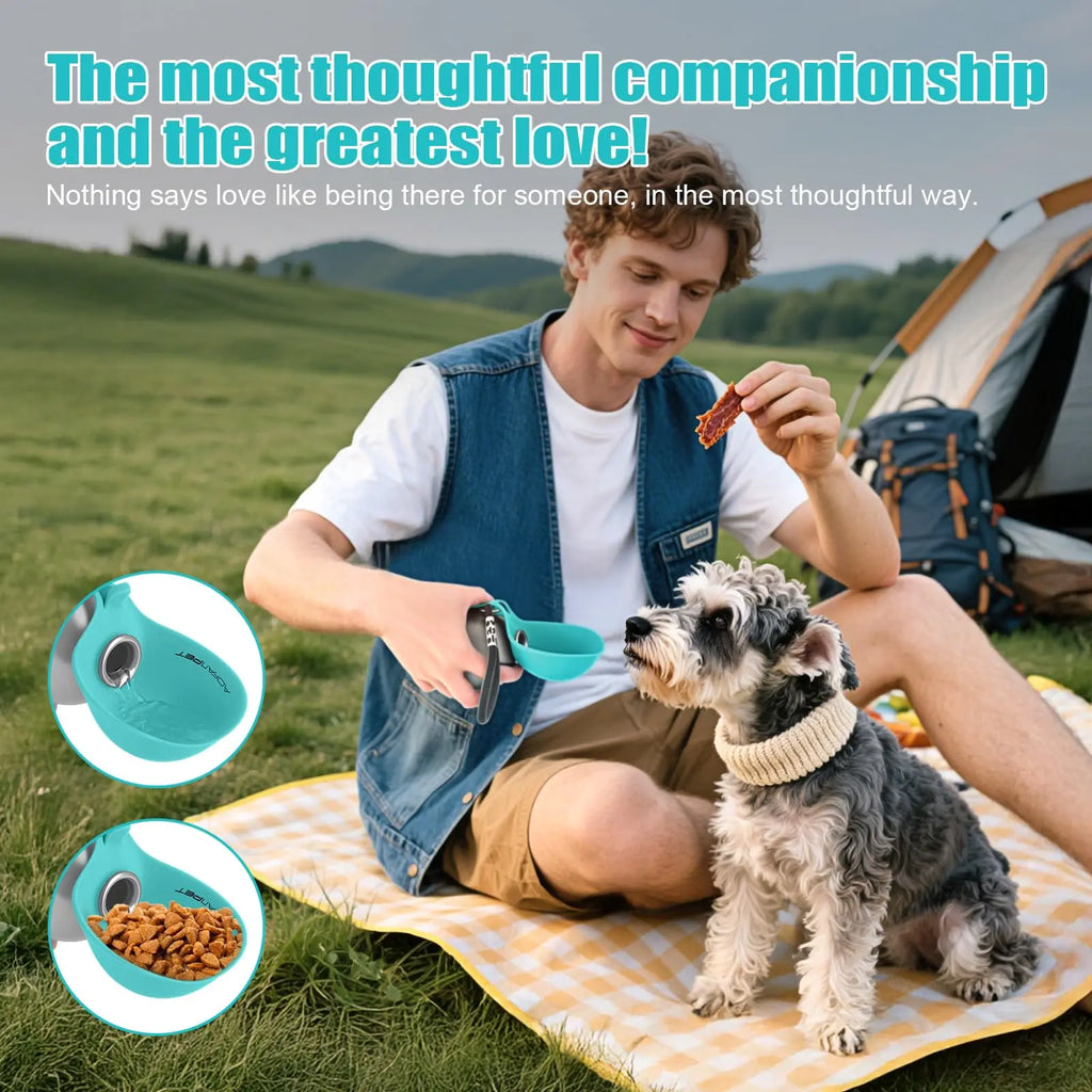 Lumikata 2-in-1 Portable Dog Water Bottle and Bowl - 10oz Stainless Steel Leak-Proof Hydration Solution for Pets on the Go