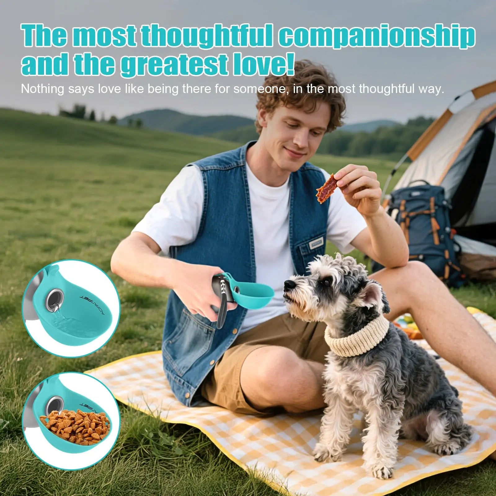 Lumikata 2-in-1 Portable Dog Water Bottle and Bowl - 10oz Stainless Steel Leak-Proof Hydration Solution for Pets on the Go
