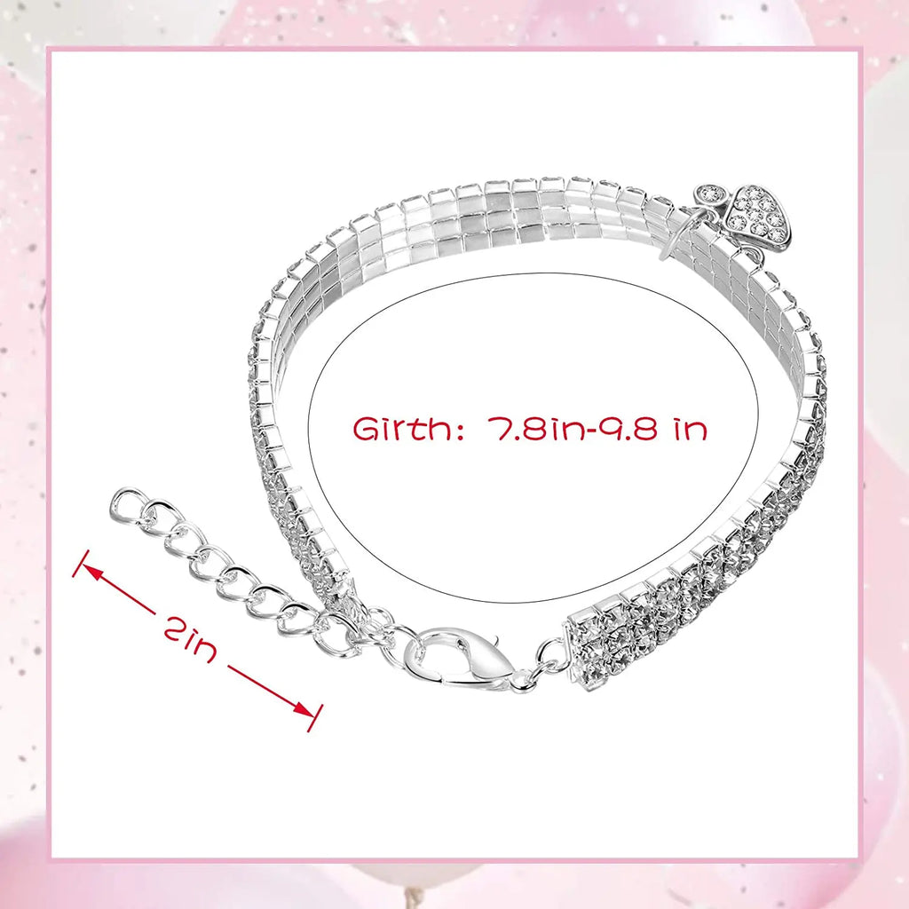 Weewooday 3-Piece Rhinestone Pet Collar Set with Adjustable Glitter Pendant for Small Dogs and Cats (White)