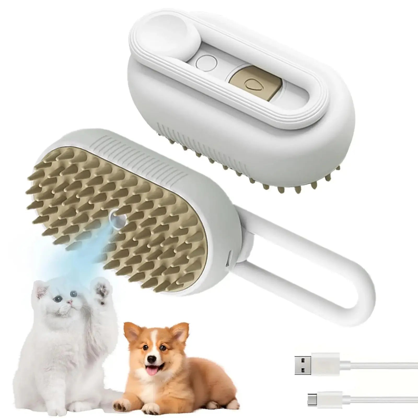 Professional 3-in-1 Pet Steam Brush for Cats and Dogs - Advanced Hair Removal with Adjustable Steam Settings and Ergonomic Design