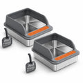 Extra Large Stainless Steel Cat Litter Box with Elevated Anti-Splash Fence and Semi-Enclosed Design for Enhanced Sand Control and Easy Maintenance
