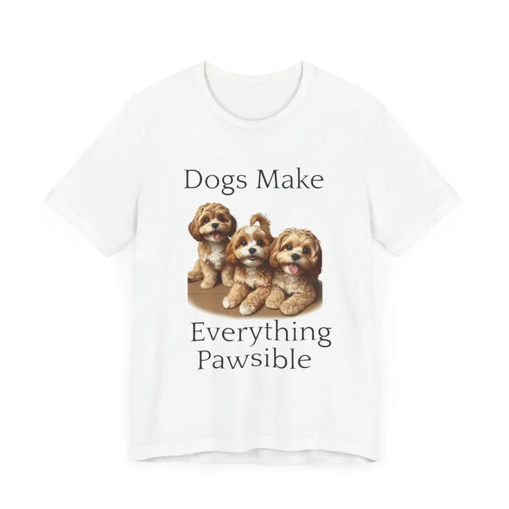 Dogs Make Everything Pawsible Cotton T-Shirt - Casual Short Sleeve Athletic Wear for Men - Collars