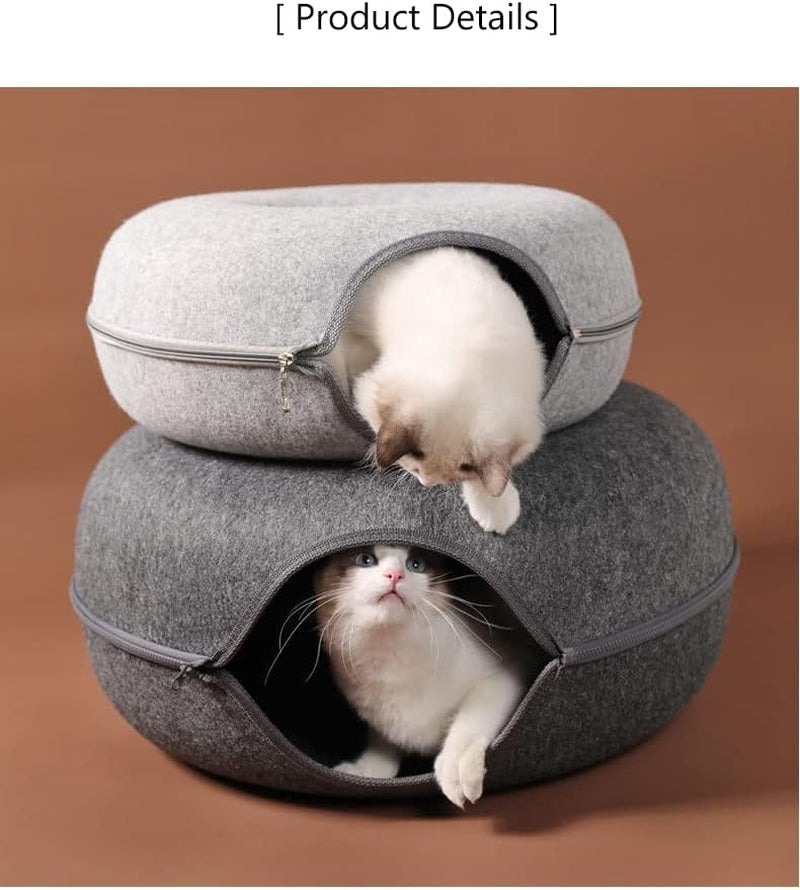 Dual-Use Cat House and Interactive Tunnel Toy for Indoor Play - Large, Black